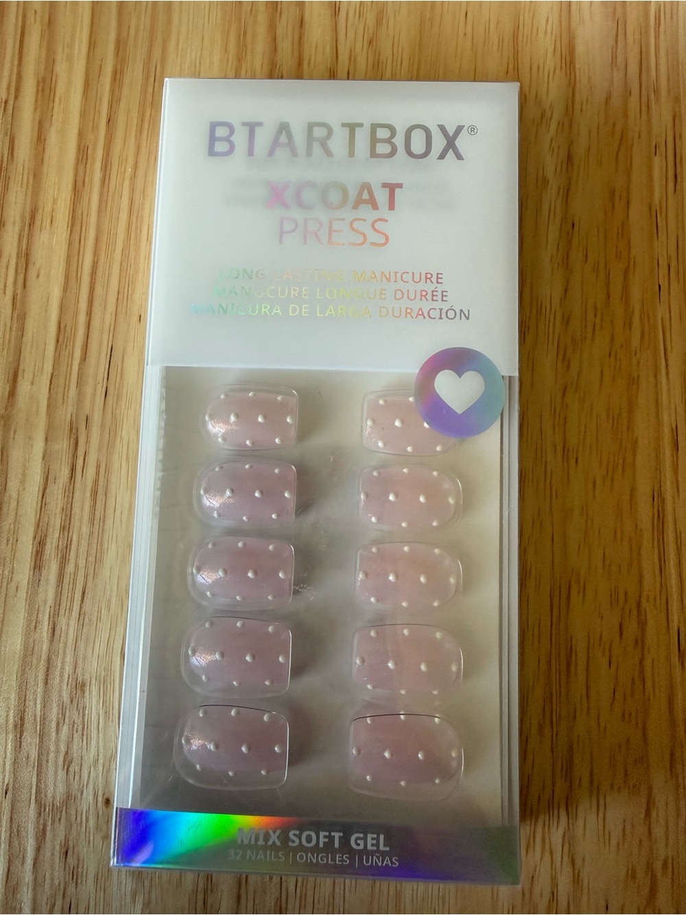 Pink Soft Gel Press-On Nails — Polka Dot Mix